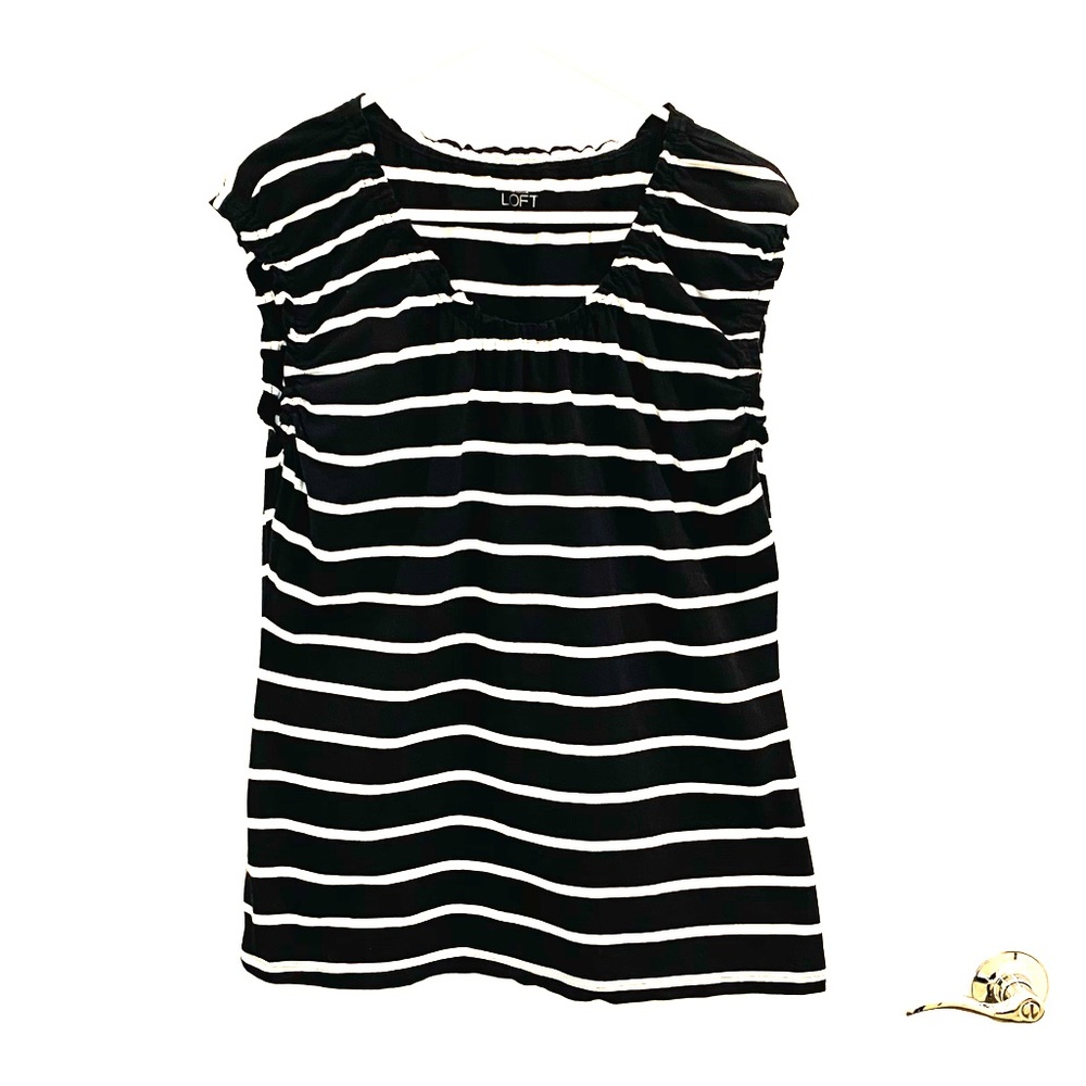 🖤🤍 Loft XL Ruched Sleeve Black & White Top